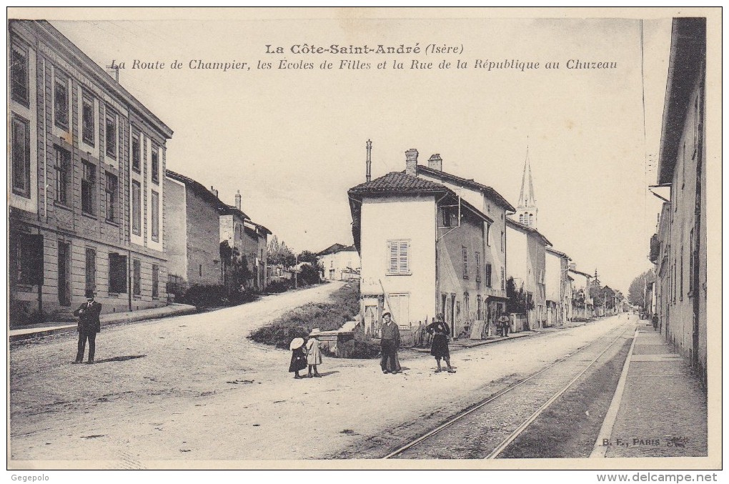 LA COTE SAINT ANDRE - La Route De Champier, Les Ecoles De Filles Et La Rue De La République Au Chuzeau - La Côte-Saint-André