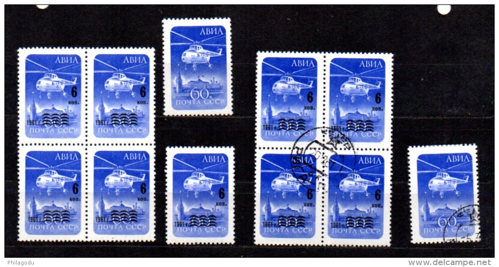 URSS 1960-61, Hélicoptère Au-dessus Du Kremlin, PA 112** + 5 X 113** Et 113 Ob, Cote 11,50 - Ongebruikt