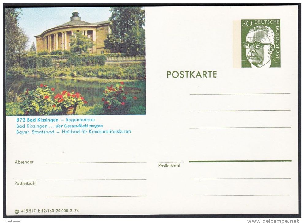 Germany 1974, Illustrated Postal Stationery "Bad Kissingen", Ref.bbzg - Cartes Postales Illustrées - Neuves