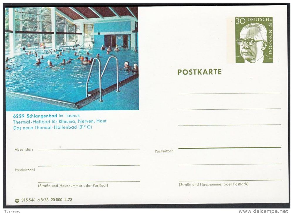 Germany 1974, Illustrated Postal Stationery "Schlangenbad", Ref.bbzg - Illustrated Postcards - Mint