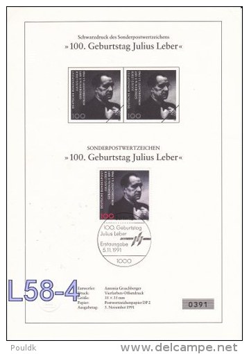 Germany ETB - FDC: 1991 199. Geburtstag Julius Leber  (L58-4) - Altri & Non Classificati