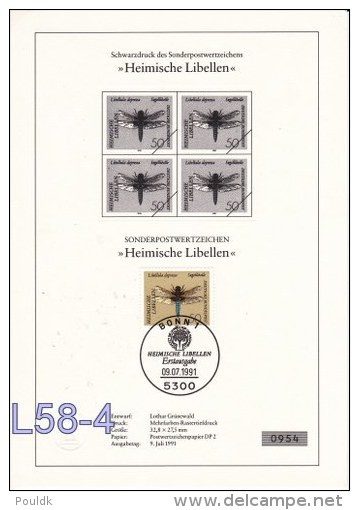 Germany ETB - FDC: 1991 Heimische Libellen  (L58-4) - Other & Unclassified