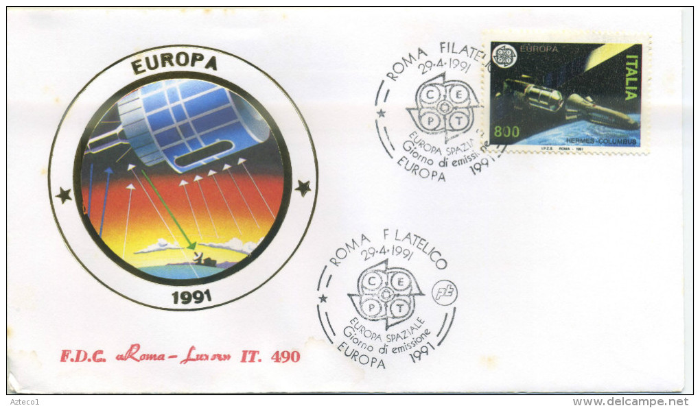 ITALIA - FDC  ROMA LUXOR 1991 - EUROPA UNITA - SPAZIO - SERIE SU DUE BUSTE - FDC