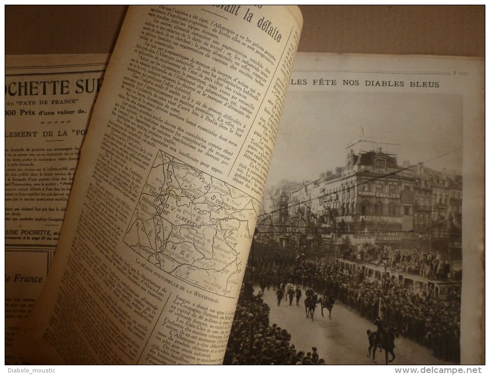 1919 LPDF: Diables-Bleus à Bruxelles;Plan Des OBUS De BERTHAS à Paris;Inondation Seine;Carnet De Route D'un HUSSARD - Français