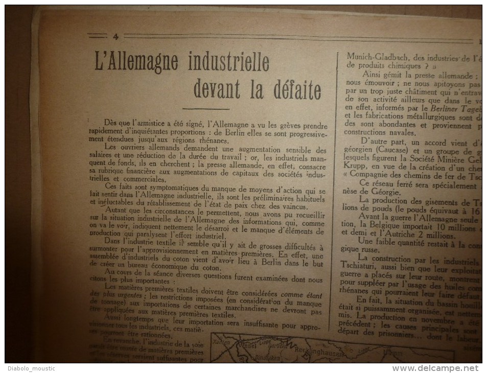 1919 LPDF: Diables-Bleus à Bruxelles;Plan Des OBUS De BERTHAS à Paris;Inondation Seine;Carnet De Route D'un HUSSARD - French