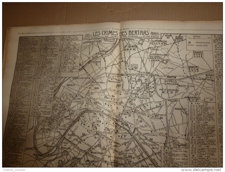 1919 LPDF: Diables-Bleus à Bruxelles;Plan des OBUS de BERTHAS à Paris;Inondation Seine;Carnet de route d'un HUSSARD