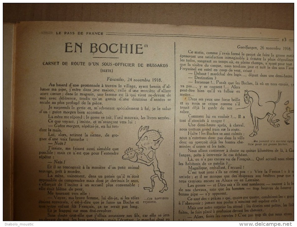 1919 LPDF: Diables-Bleus à Bruxelles;Plan des OBUS de BERTHAS à Paris;Inondation Seine;Carnet de route d'un HUSSARD