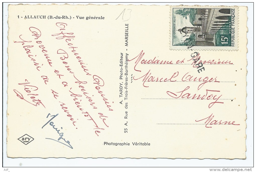 TA1@ CPSM ALLAUCH, VUE GENERALE, Format 9 Cm Sur 14 Cm Environ, BOUCHES DU RHONE 13 - Allauch