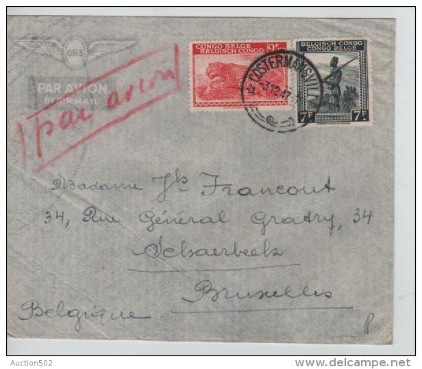 Belgisch Congo Belge Lettre Avion Costermansville 1947 V.Schaerbeek PR1175 - Cartas & Documentos