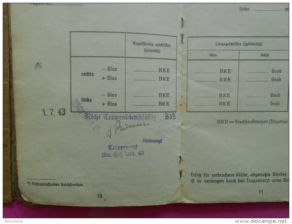 Rare 1943 Deutche Reich SOLDBUCH livret Solde Papier militaire allemand engagé  force GOETTMANN L. Saint AVOLD l´hôpital