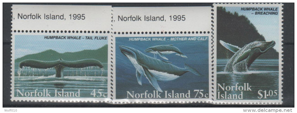 Norfolk. Humpback Whales. 1995. MNH Set. SCV = 6.05 - Ballenas