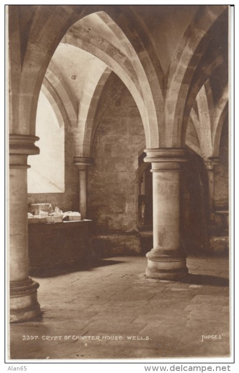 Wells UK, Crypt Of Chapter House, C1900s/10s Vintage Judges' Real Photo Postcard - Wells