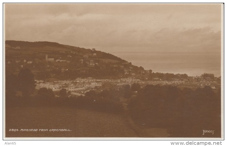 Minehead UK, View Of Town From Greenball, C1900s/10s Vintage Judges' Real Photo Postcard - Minehead