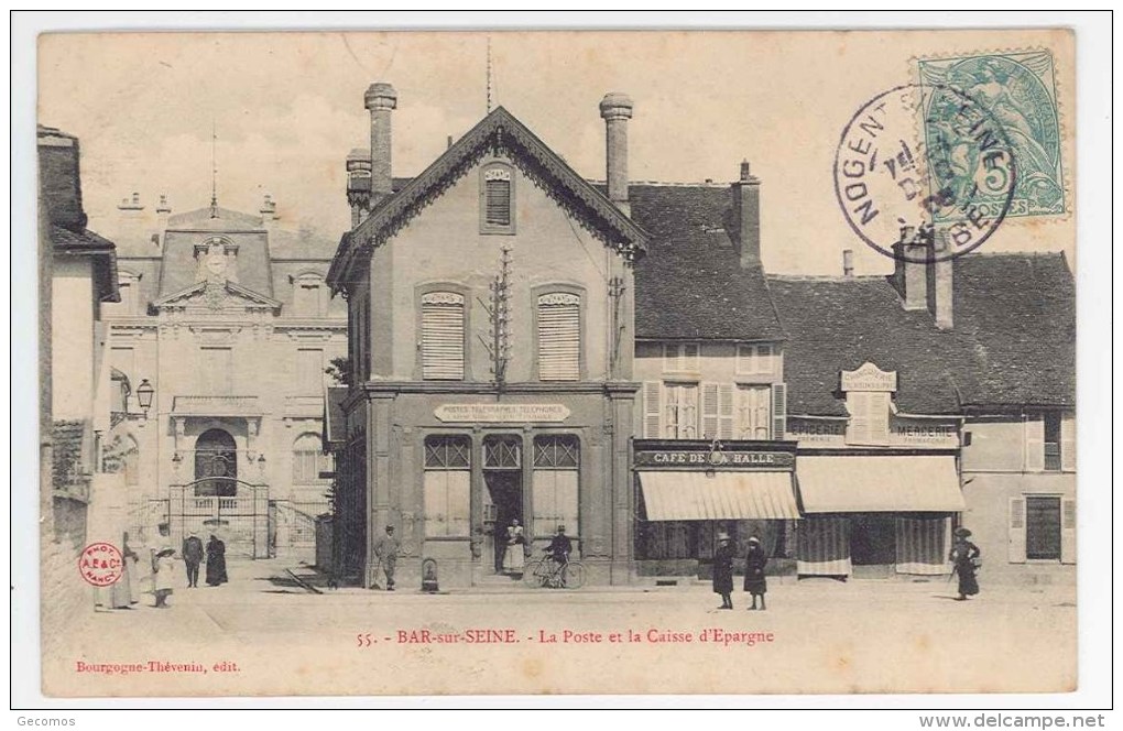 CPA 10 - BAR SUR SEINE - La Poste Et La Caisse D'Epargne (café...) - Bar-sur-Seine