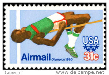 1979 USA Air Mail Stamp XXII Olympiad Sc#c97 Post Jump Sport 1980 Moscow Olympic Games - Springreiten