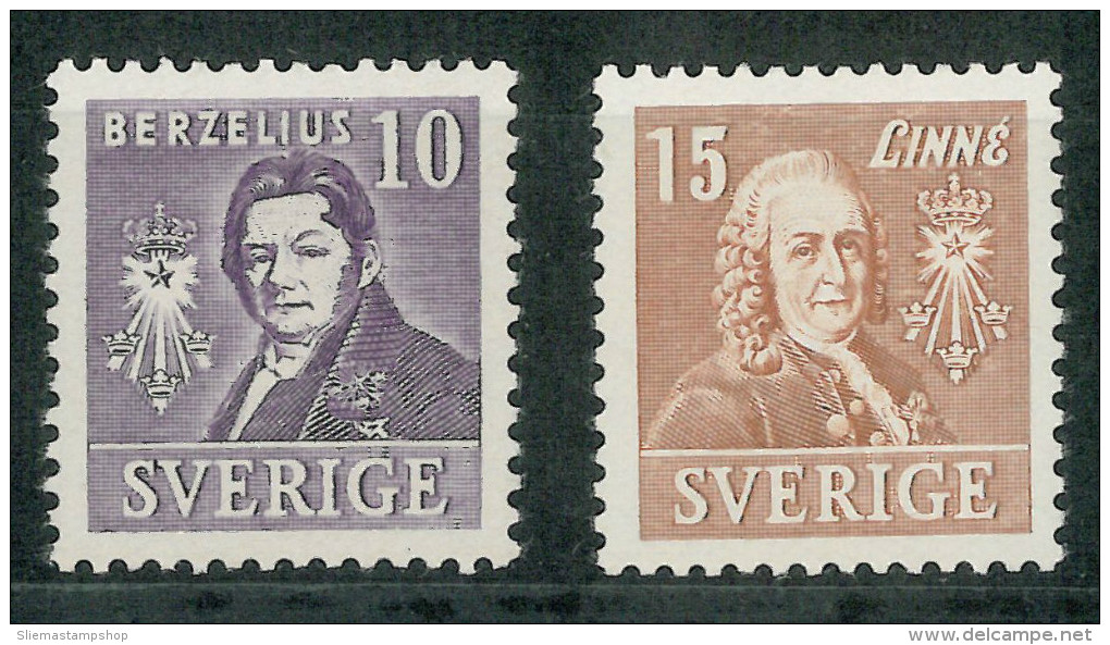 SWEDEN - 1939 LINNE/BERZELIUS - Unused Stamps