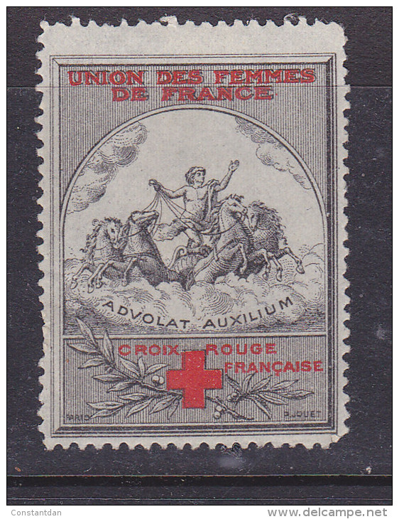 FRANCE VIGNETTE UNION DES FEMMES DE FRANCE DENTS COURTES NEUF AVEC CHARNIERE - Red Cross