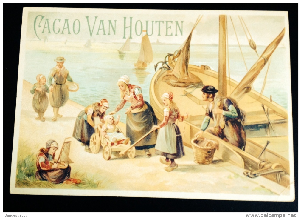 Cacao Van Houten  Belle Chromo Champenois Grand Format Retour De Pêche Enfants Jouet Voilier Voiture D´enfant - Van Houten