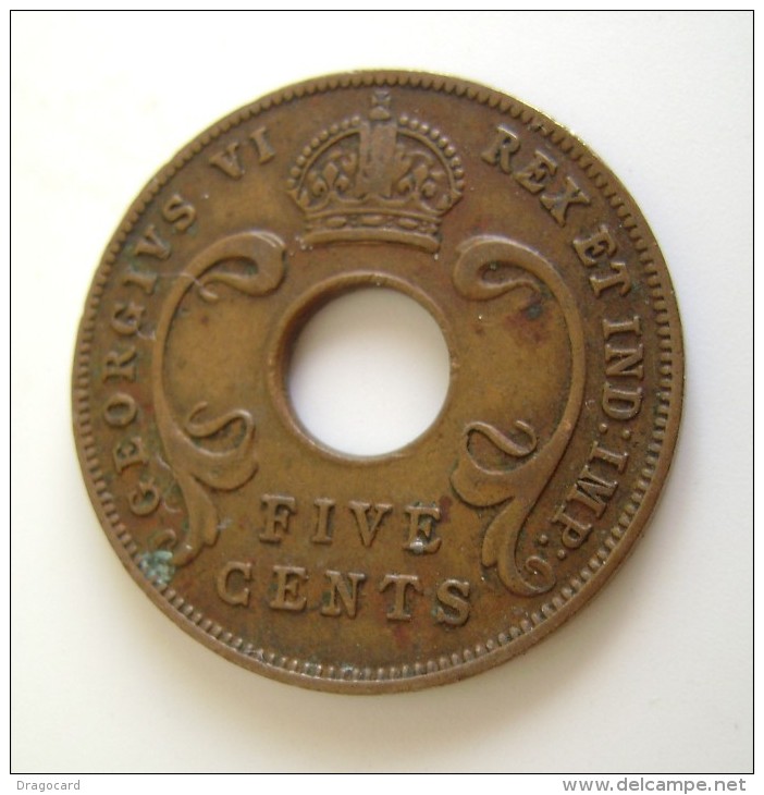 BRITISH EAST AFRICA 1942 CIRCULATED COINS FIVE CENTS  AFRIQUE - British Colony