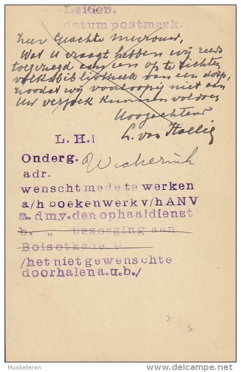 Netherlands Postal Stationery Ganzsache Entier 3 C Taube Slogan LEIDEN 1933 To STAD (2 Scans) - Postal Stationery