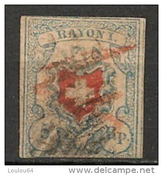 Timbres - Suisse -1851 - Rp.  - Oblitéré - Non Dentelés - - 1843-1852 Timbres Cantonaux Et  Fédéraux