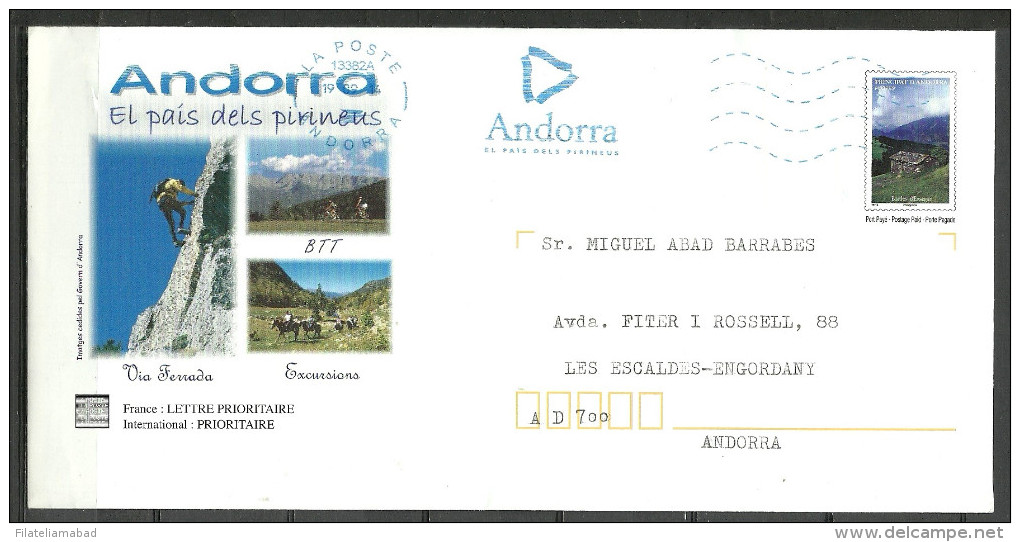 ANDORRA-CORREO FRANCES CARTA CIRCULADA  AL INTERIOR DE  ANDORRA (B.. C-09-14) - Covers & Documents