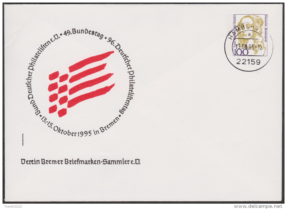Allemagne 1995. Privatganzsache, Entier Postal Timbré Sur Commande 96. Philatelistentag Bremen. Oblitération Ordinaire - Enveloppes Privées - Oblitérées