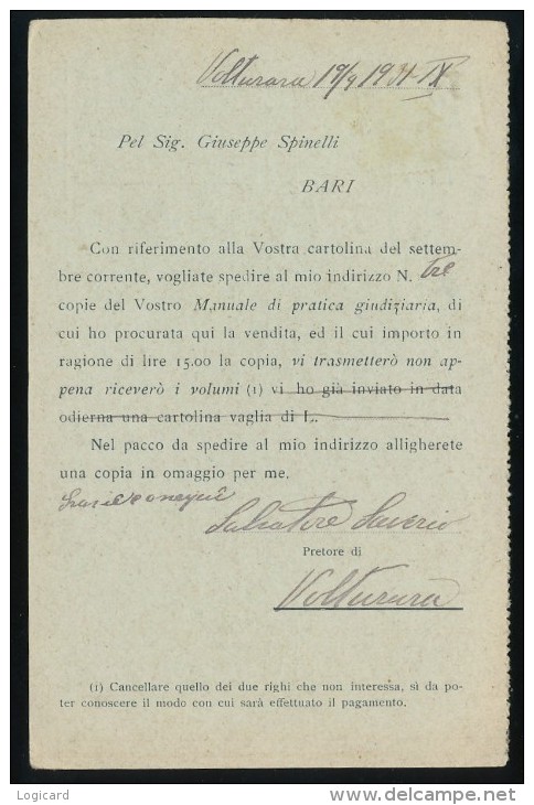 DA BARI A VOLTURARA (FG) GIUSEPPE SPINELLI GIUDICE E DIRETTORE DEL TRIBUNALE 1931 - Bari