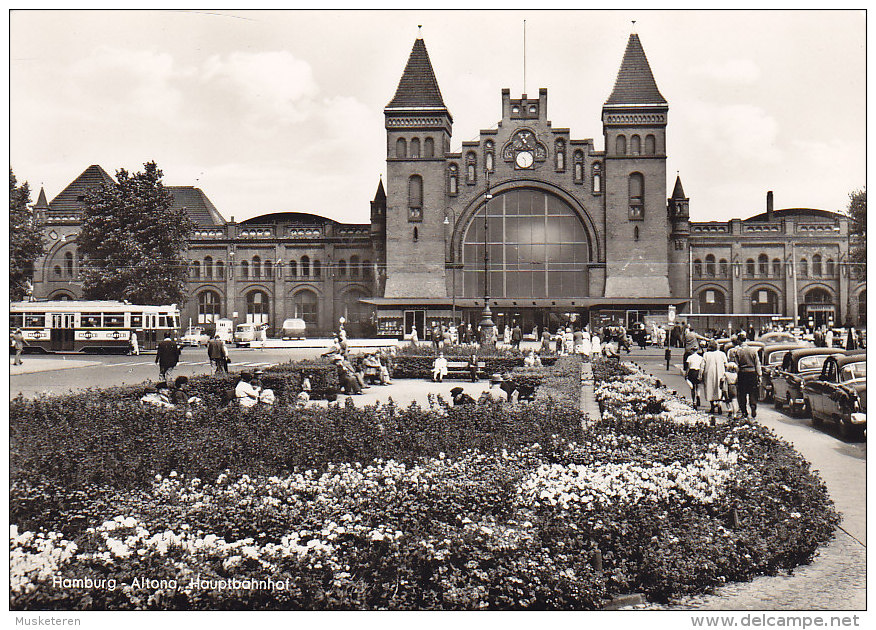 Germany PPC Hamburg - Altona Hauptbahnhof Tram Tramways Old Cars Autos Echte Real Photo Véritable (2 Scans) - Altona