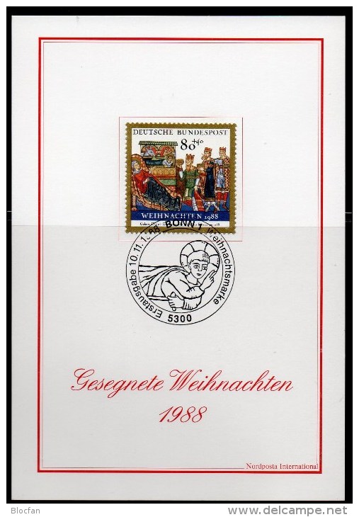 Weihnachtfest 1988 BRD 1396 O 6€ Mit SST Verkündigung Der Hirten Evangeliar Heinrich Des Löwen Christmas Card Of Germany - Monuments