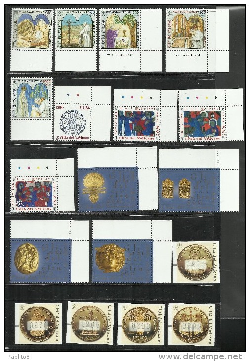 VATICANO VATIKAN VATICAN 2001 ANNATA COMPLETA + FRANCOBOLLI AUTOMATICI MONETE D´ORO COMPLETE YEAR WITH GOLDEN COINS MNH - Années Complètes