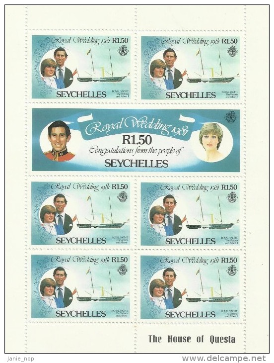 Seychelles 1981 Royal Wedding R 1.50 Sheetlet MNH - Seychelles (1976-...)