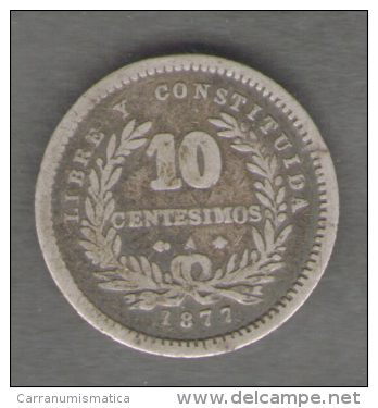 URUGUAY 10 CENTESIMOS 1877 AG SILVER - Uruguay