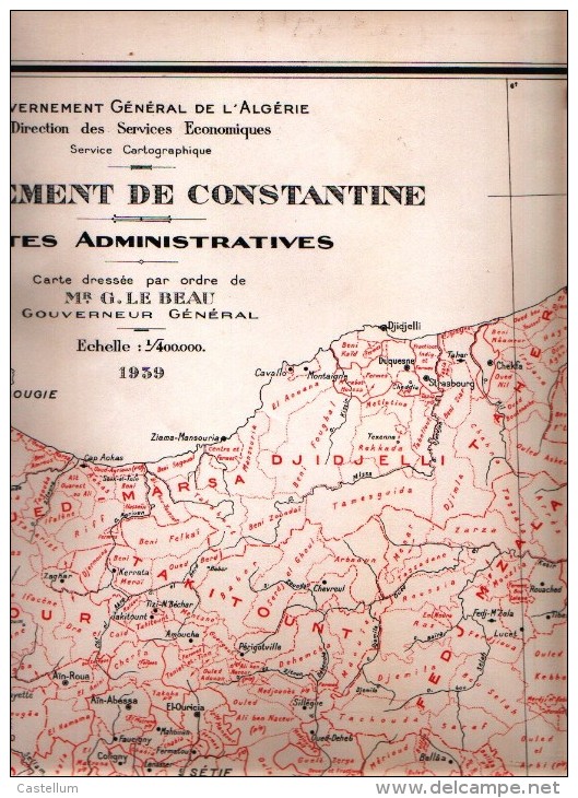 Carte Gographique Epoque Coloniale-Departement De Constantine-1939 - Cartes Géographiques