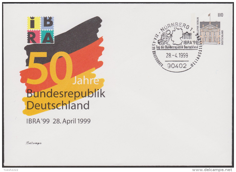 Allemagne 1999. Privatganzsache, Entier Postal Timbré Sur Commande. IBRA´99, Nürnberg. Couleurs Allemandes - Buste