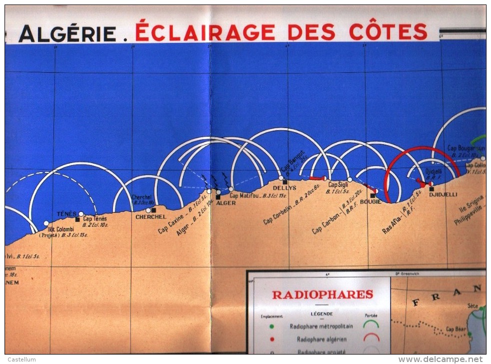 Carte   Coloniale-ECLAIRAGE DES COTES-RADIOS PHARES - Cartes Marines