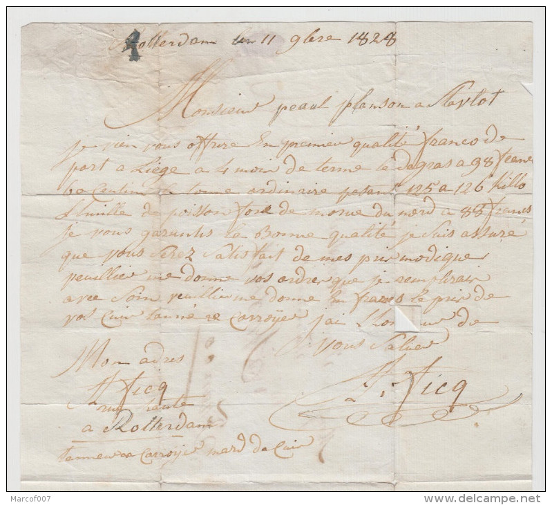 Precurseur Pays Bas - Belgique - 11/11/1828 Vers Stavelot EN FRANCO + PORT VERSO 30 A Voir - 1815-1830 (Hollandse Tijd)
