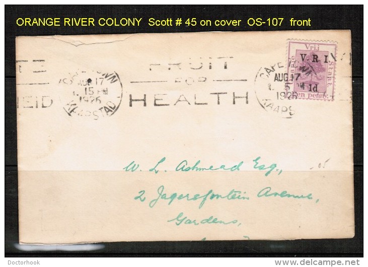 SOUTH AFRICA---Orange Free STATE   SCOTT # 45 On CAPETOWN (AUG. 17 1926) COVER - Unclassified