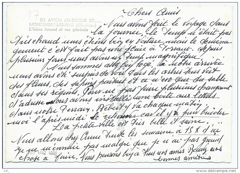 TA1@ CPSM COLORISEE EN AVION AU DESSUS DE... MONTENDRE LES PINS, L'USINE AMAND ET VUE GENERALE, CHARENTE MARITIME 17 - Montendre