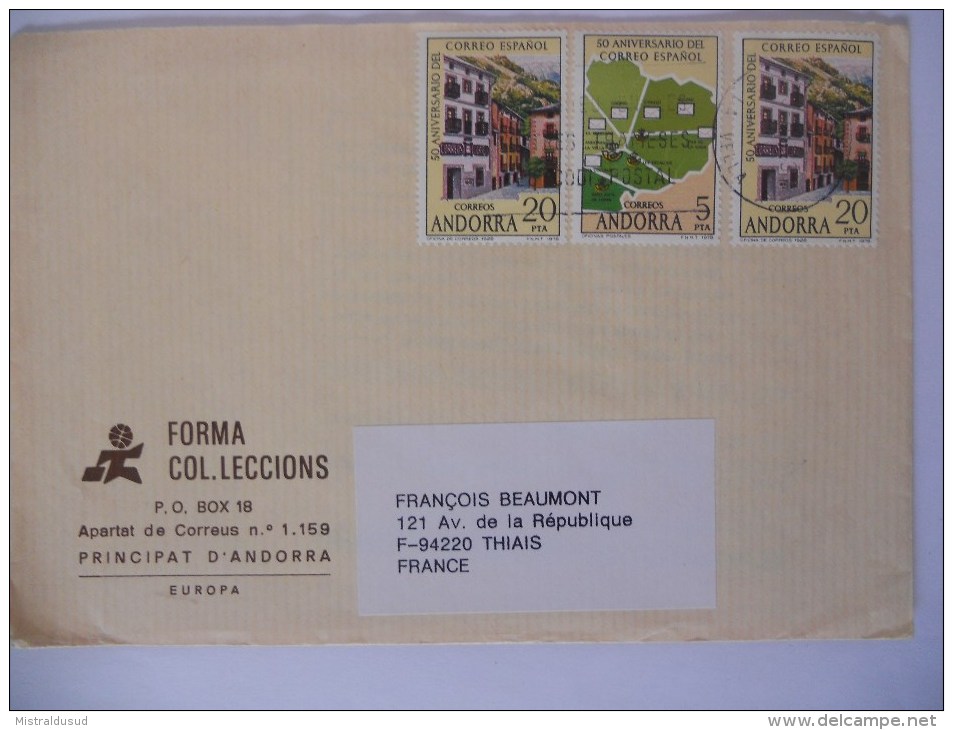 Andorre Espagnol Lettre De Andorra La Vella Pour Thiais - Lettres & Documents