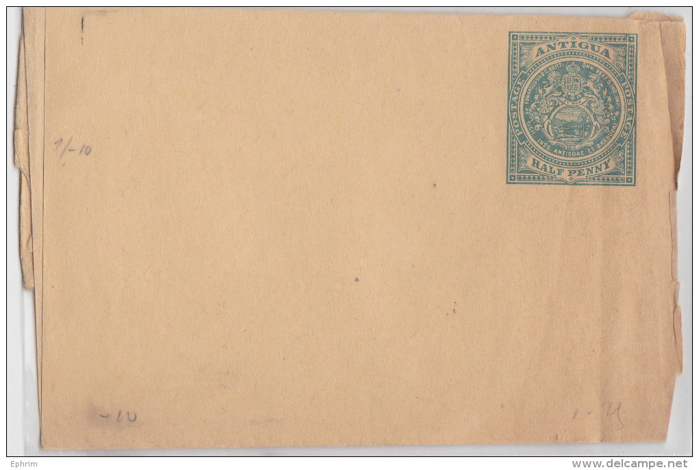 ANTIGUA AND BARBUDA ANTIGUE ET BARBUDE - Bande De Journal Timbre Imprimé Licorne Lion Wrapper Half Penny Entier Postal - 1858-1960 Crown Colony