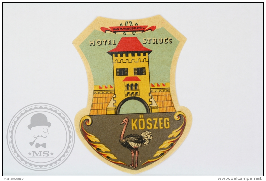 Hotel Strucc, Koszeg - Czechoslovakia - Original Vintage Hotel Luggage Label - Sticker - Hotel Labels