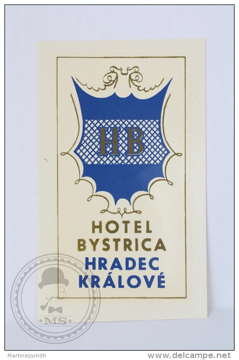 Hotel Bystrica, Hradec Kralove - Slovakia - Original Vintage Hotel Luggage Label - Sticker - Hotel Labels