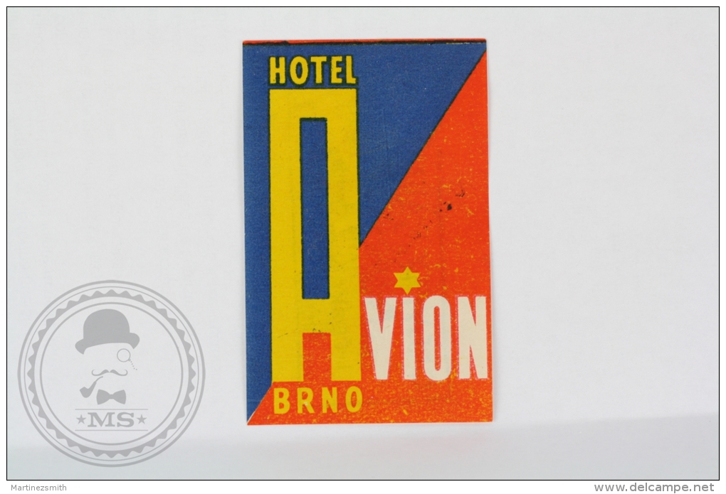 Hotel Avion, Brno - Czech Republic - Original Vintage Hotel Luggage Label - Sticker - Hotel Labels