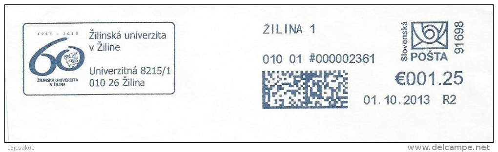 A5 Slovakia 2013. Machine Stamp Atm Label Cut Fragment UNIVERSITY ZILINA - Covers & Documents