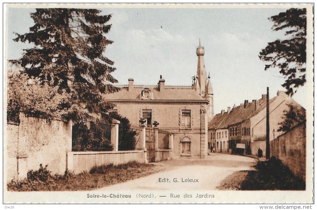 Solre-le-Château - Rue Des Jardins - Carte G. Leleux Dentelée, Non Circulée - Ciel Coloré - Solre Le Chateau