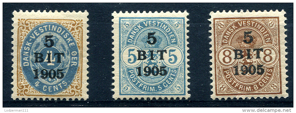 DANISH WEST INDIES 1905 - Yv.24-26 (Mi.38-40, Sc.40-42) MH (perfect) VF - Dänische Antillen (Westindien)