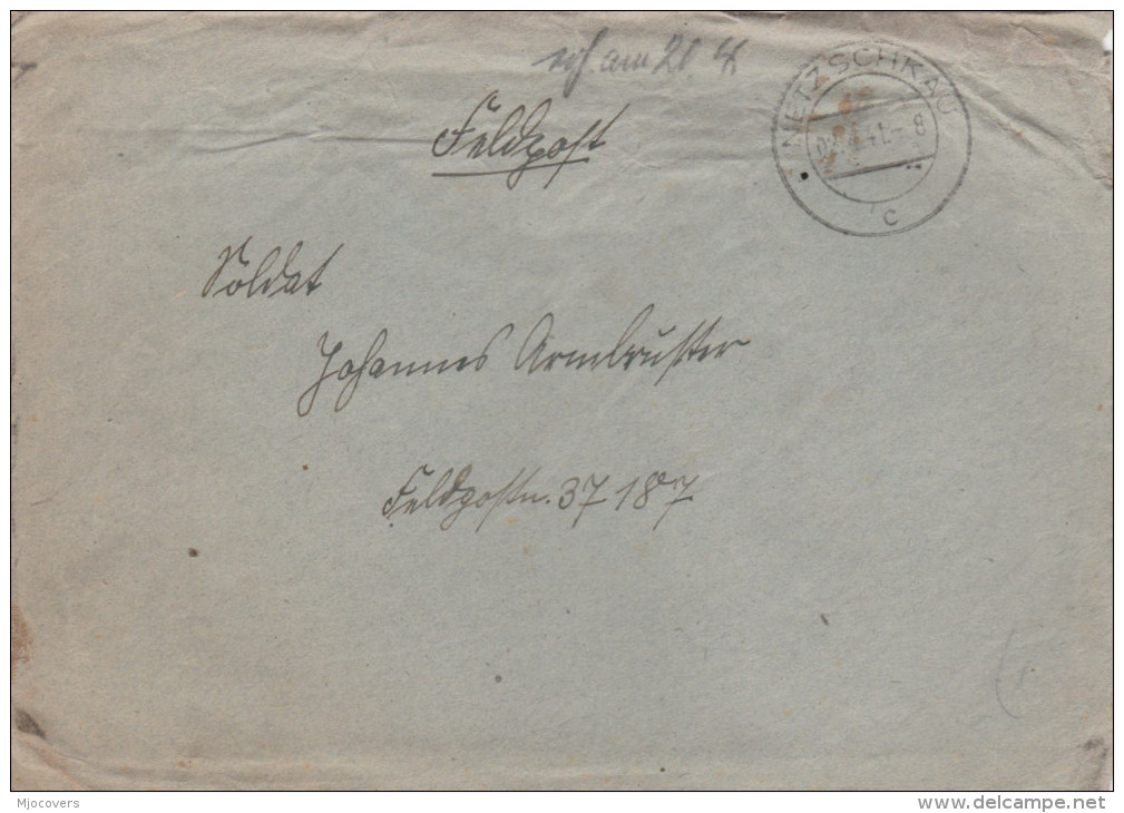 1941 Netzschkau GERMANY Feldpost COVER To Feldpost 37187  Forces Military - Covers & Documents