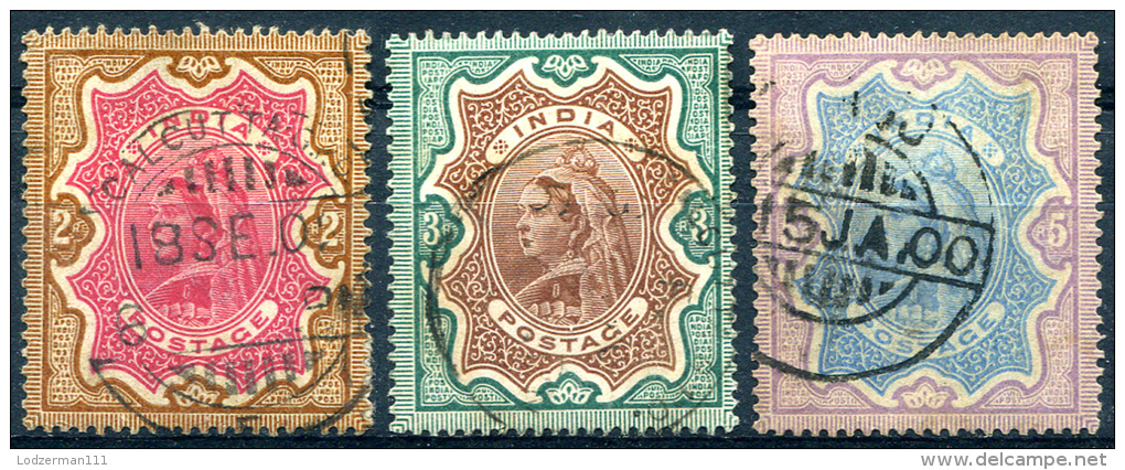 INDIA 1895 - Yv.49-51 (Mi.45-47, Sc.50-52) Used (perfect) VF - 1882-1901 Empire