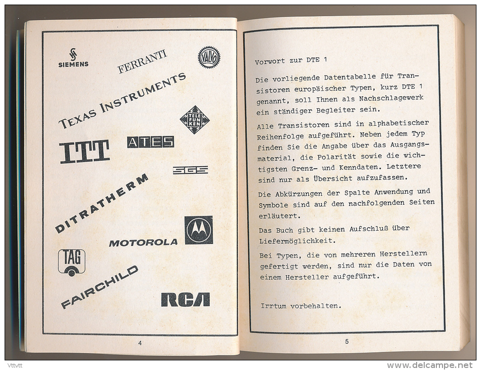 Livre Technique : Datentabelle Transistoren, Caractéristique Transistor, Europa, Band 1 En 4 Langues, 227 Pages - Audio-Visual